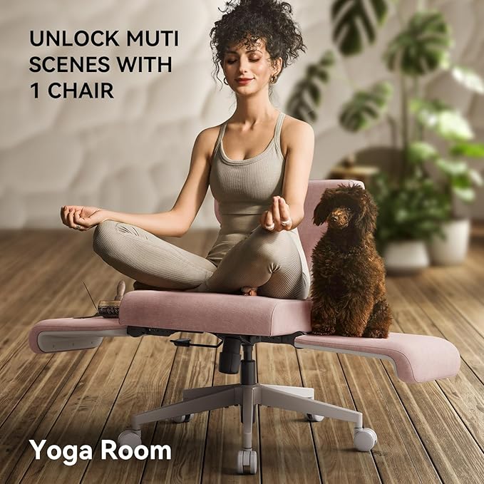 Newtral Freedom-X Criss Cross Chair with Wheels & Amrests- Cross Legged Office Chair with Laptop Tray, Multi-Position Recliner Chair, Adjustable Ergonomic Chair, Relax, Work from Home