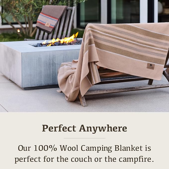 Chubbuck 100% Wool Blanket Camping (60" x 84") - Large Warm Blankets for Camping, Emergency, Outdoor Concerts and Home Use - Fire Retardant Blanket, Soft and Warm Blankets for Winter (Badlands)