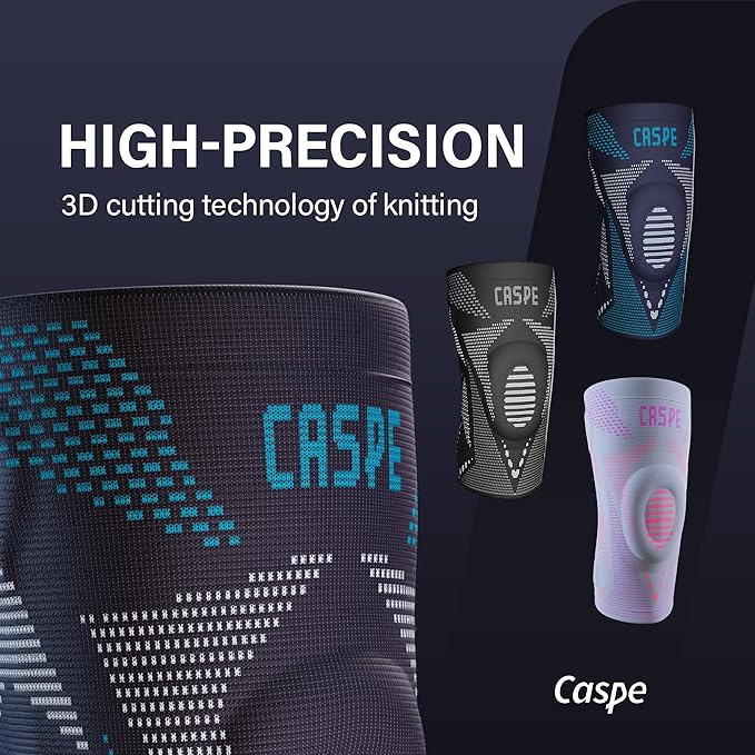 Caspe 2 Pack Compression Knee Brace for Women & Men – Pain Relief Support with Patella Gel Pads & Side Stabilizers – Knee Sleeve for Running, Workout & Arthritis (Blue, Large)