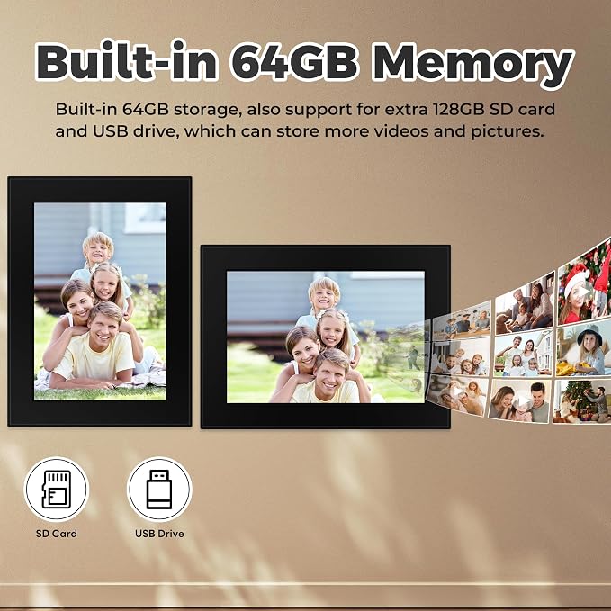 Frameo 11 Inch WiFi Digital Picture Frame with 64GB Memory, Touch Screen & Auto Rotate | Instant Photo/Video Sharing via App, 1920x1280 HD Display, SD Card/USB/WiFi 6 Upload, Gi-ft for Family