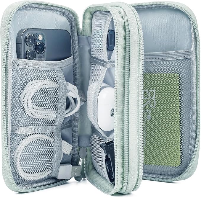 Electronic Organizer Travel Cable Accessories Bag,Electronic Organizer Case,Electronic Accessories Organizer Bag for Power Bank, Charging Cords, Chargers, Mouse, USB Cable, Earphones (Mint Green)
