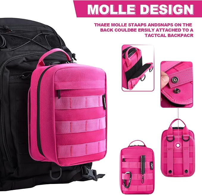 Storage Bag with Combination Lock, Small Travel Medicine Lock Box, Carbon Lined Tactical EDC Molle Bag Pouch, Money Cosmetic Organizer, Gifts for Women