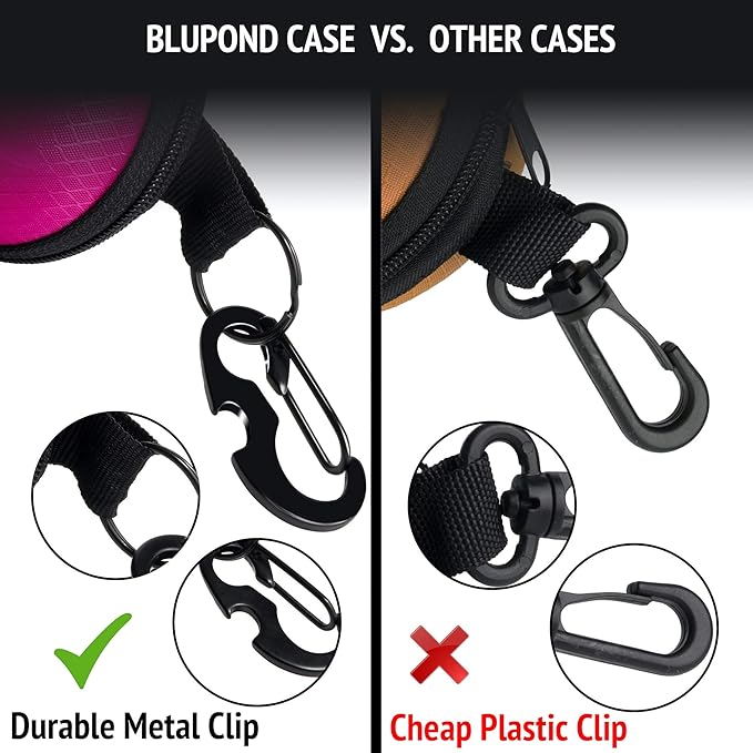 BLUPOND Sunglasses Case Semi Hard EVA Shell with Metal Hanging Hook Belt Clip Sun Glasses Storage