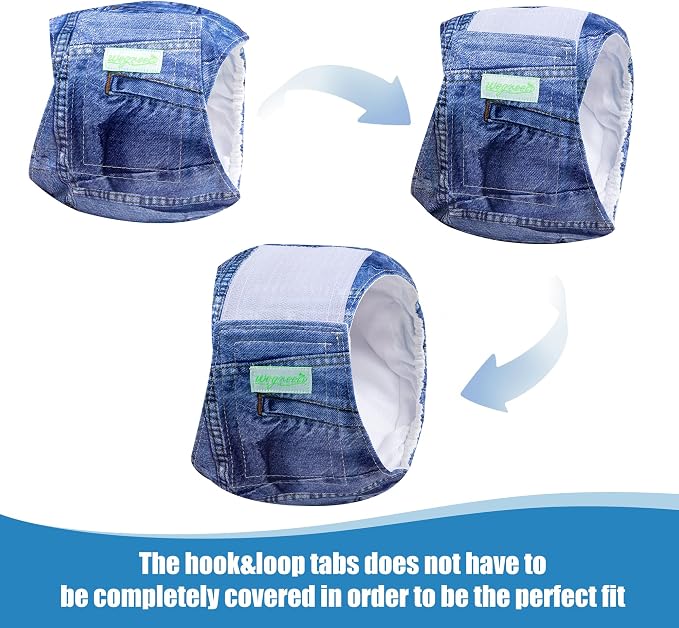 Wegreeco Jeans Washable Male Dog Diapers (Pack of 3) - Washable Male Dog Belly Wrap (X-Large)