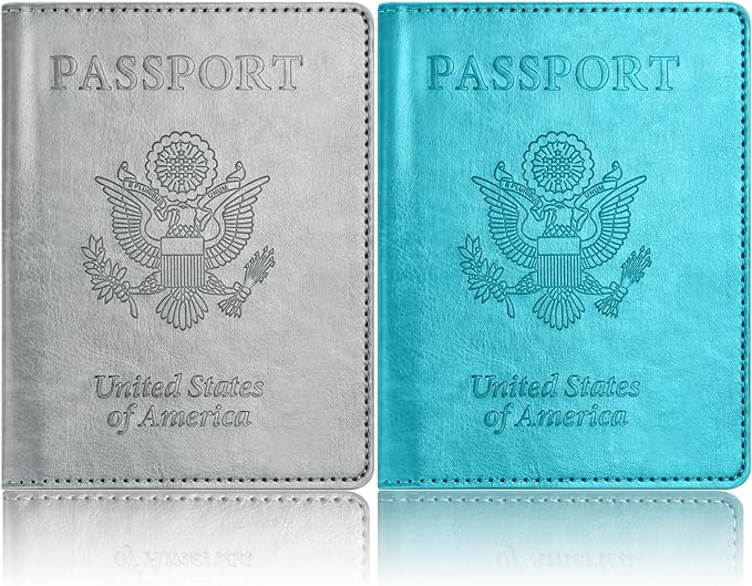 Eoehro Passport Holder for Travel Essentials-2Pack, Passport Wallet Cover Case for Travel Must Haves Accessories,Passport Book Holders for Women and Men