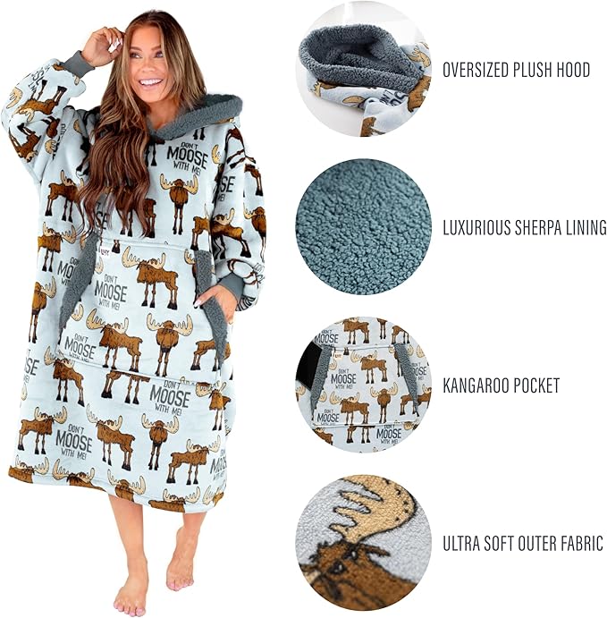 LazyOne Oversized Blanket Hoodie, Oversized Hoodies for Women and Men, One Size Fits All Wearable Blankets