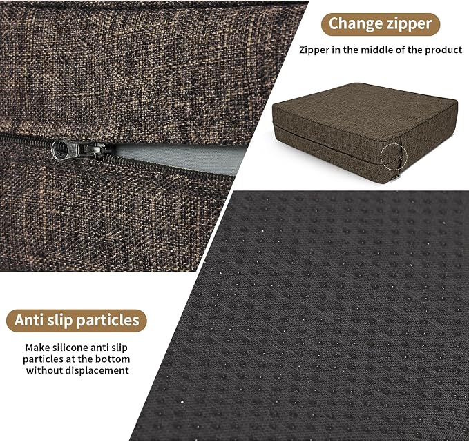 BUYUE Thickened Chair Lifting Cushion for Elderly 20" x 20" x 5", Original Woven Fabric High-Density Foam Recliner Chair Pad Couch Armchair Seat Cushion, Brown