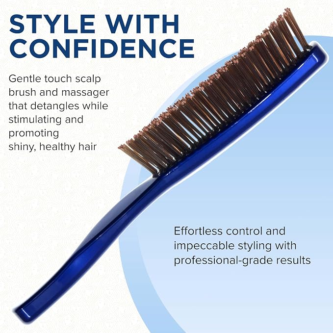 Giorgio Gentle Blue Full Size Hair Brush – 7.75 Inch, Men, Women & Kids, Detangler for Fine, Thick & Curly Hair, Scalp Massager, Travel Hair Brush, All Hair Types