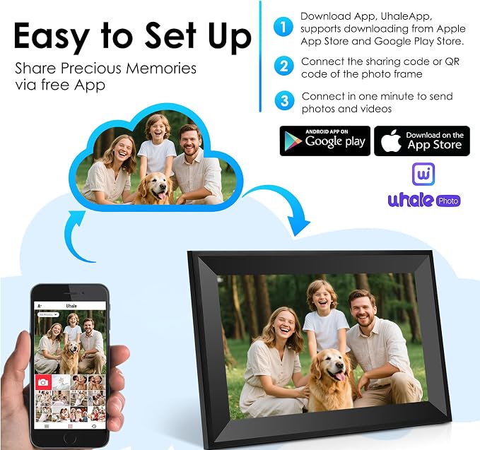 Uhale Digital Picture Frame 10.1 inch IPS Touch Screen Digital Photo Frame WiFi Enabled丨Wall Mountable丨Auto-Rotate Send Best Wishes via “Uhale ”App-for Families＆Friends or Grandparents Gift