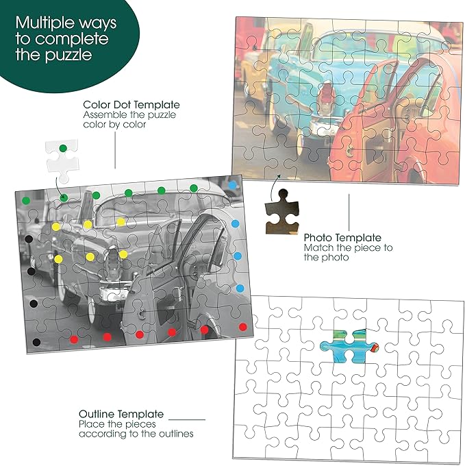 Keeping Busy 35 Piece Cars Puzzle for Seniors with Dementia Box | Color Coded Templates Dementia Puzzles for Seniors Gift for Nursing Home Residents Gifts for People in Nursing Home Alheimers Activity