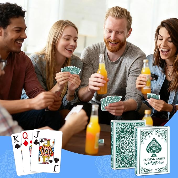 Playing Cards, Deck of Cards, Poker Cards, Jumbo Poker Size Large Print Playing Cards for Adults Seniors, Card Games for Family Game Night Table Games Magic Casino Theme Party (Green)