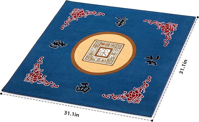 Yellow Mountain Imports Table Cover for Mahjong, Poker, Card Games, Board Games, Tile Game, and Dominoes - 31.1 Inches - Roll-up Gaming Mat with Carrying Bag