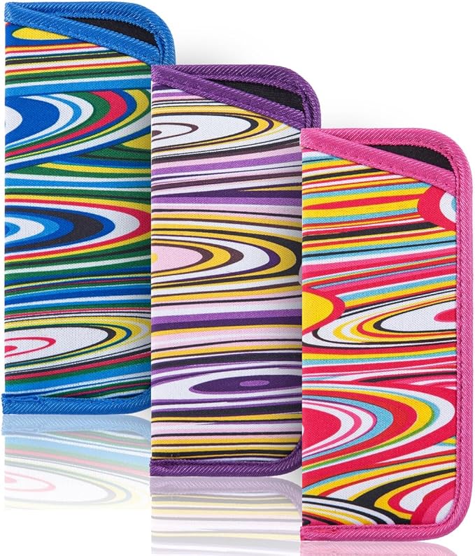 TRIUMPH VISION Reading Glasses Pouch Eyeglass Sleeve Soft Case Slim 3 Pack | Alternative to Bulky Case Lightweight，Neoprene Lined Padded Protect Optical lens Slip in, Cute Pattern Portable for Daily Use