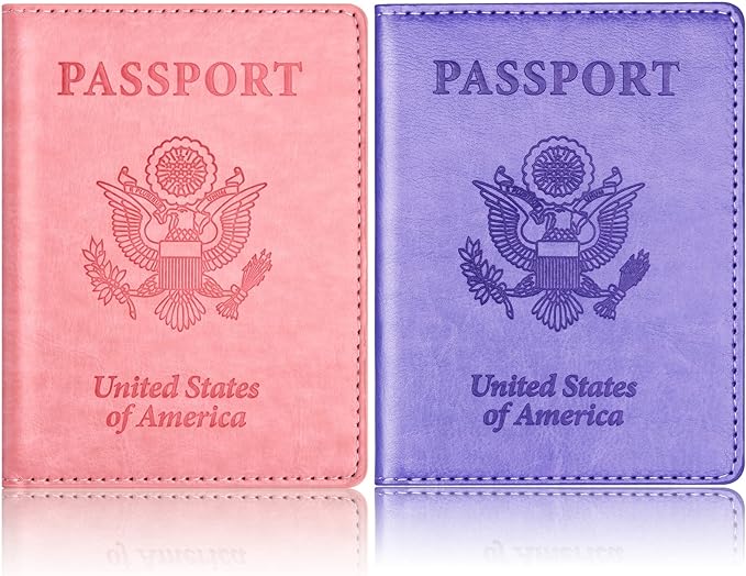 Eoehro Passport Holder for Travel Essentials-2Pack, Passport Wallet Cover Case for Travel Must Haves Accessories,Passport Book Holders for Women and Men