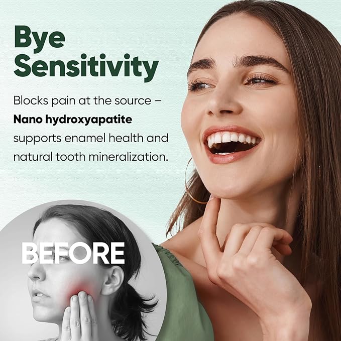MySmile Fluoride Free Nano Hydroxyapatite Toothpaste for Sensitive Teeth, Strengthens Enamel, Remineralizes & Whitens Teeth, Freshens Breath for Adults, SLS Free, Misty Mint, 4.2 oz