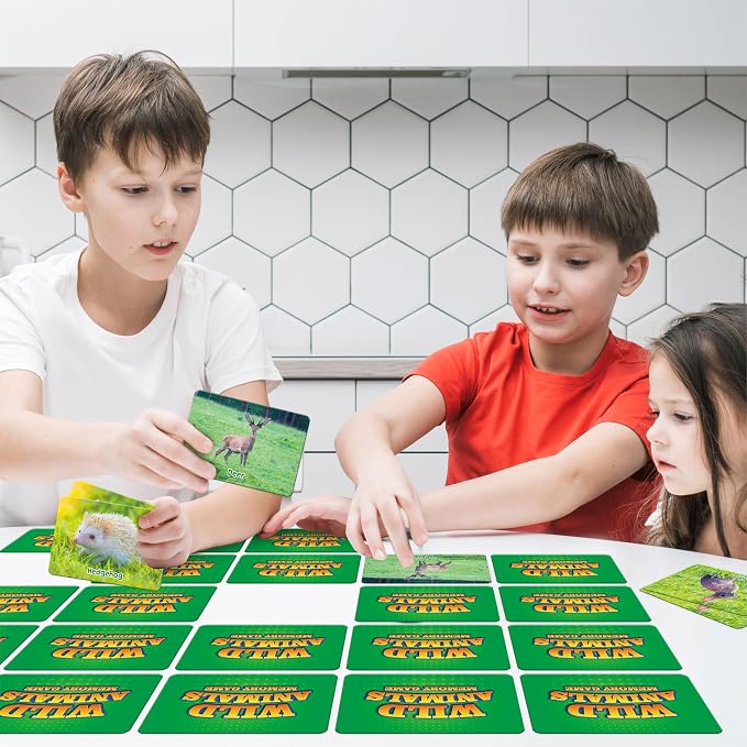 Hebayy Wild Animal Matching Game, 80 PCS Realistic Animal Memory Matching Cards for Toddlers 40 Pairs Real Animal Memory Cards Educational Toys for Preschool Boys & Girls 4 5 6 Years Old