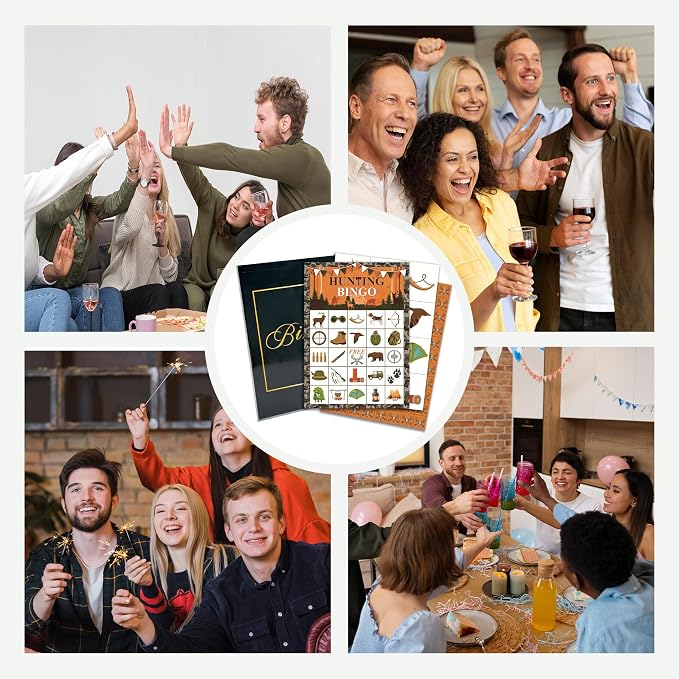Hunting Bingo Game Cards, Hunting Deer Bingo Set for Adults Large Group, Camouflage Deer Themed Fun Games, Camo Party Activities, Icebreaker Games for Family Friends, 10