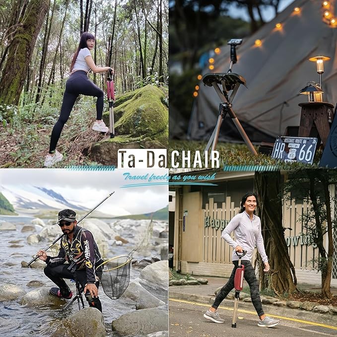 STEP2GOLD Ta-Da Chair Series 2 PRO, Portable Trekking Hiking Pole, Folding Walking Stick with Seat, Walking Cane with Chair, Foldable Chair, Lightweight Aluminum, Easy Carry and Storage, Anti-Slip
