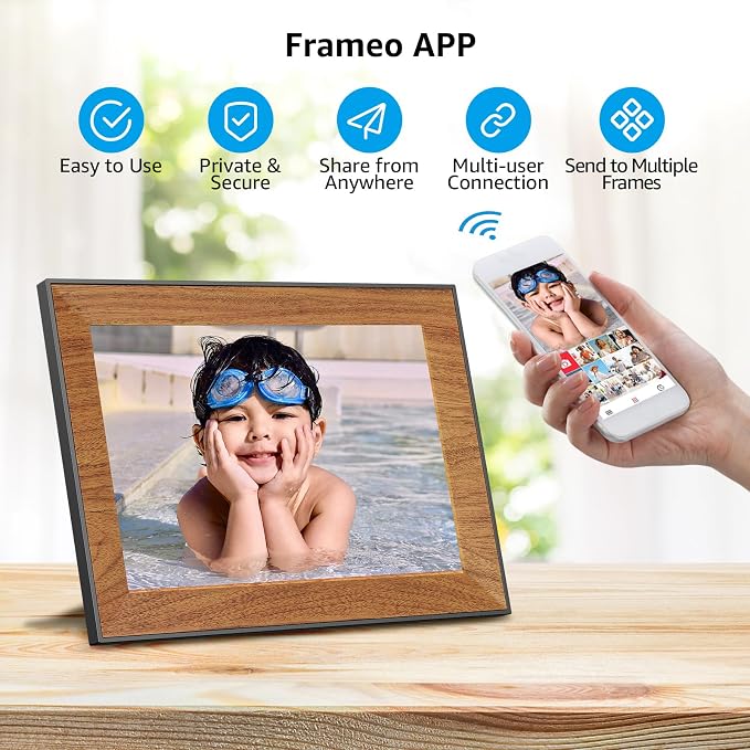 Frameo Digital Picture Frame,WiFi Digital Photo Frame with 10.1 Inch 1280x800 IPS Touchscreen,Auto-roating,Share Picture to Electronic Picture Frame Via Frameo App,Perfect Mother's Gift