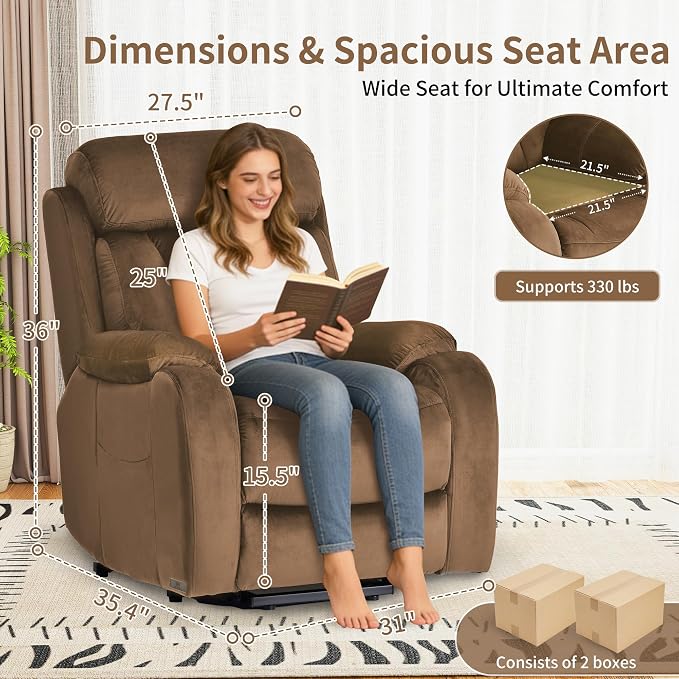 Power Lift Recliner with Remote for Elderly Living Room, Velvet | Side Pocket | Silent Motor | Electric Lift Chair Recliner | Easy Assembly