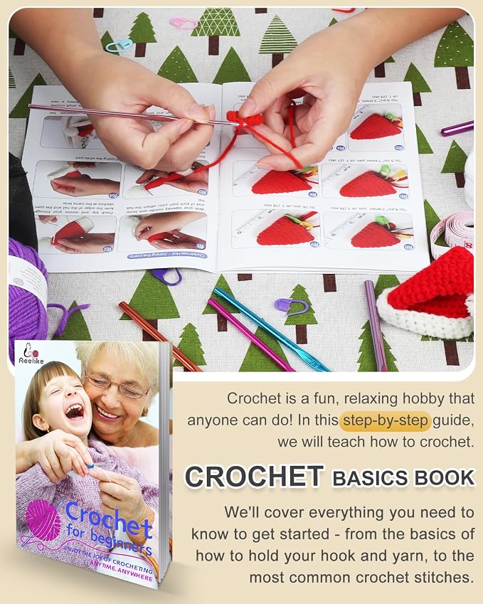 Aeelike Crochet Kit for Beginners Adults Kid, Complete Crochet Kits, Pink | Crochet Kit for Beginners Young and Old, All-inclusive Kit with Crochet Hooks 655 Yards Yarn Instruction Knit Bag, Ideal Gift