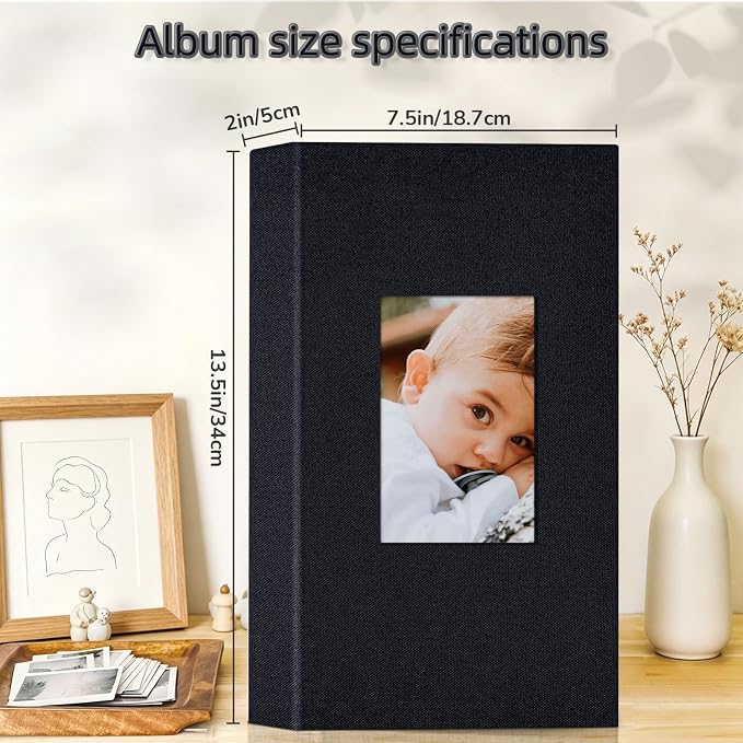 Popotop Photo Album 4x6-300 Photos Linen Cover Photo Books with 300 Horizontal Pockets,Slip-in Picture Albums for Family Wedding Anniversary Baby Vacation Pictures