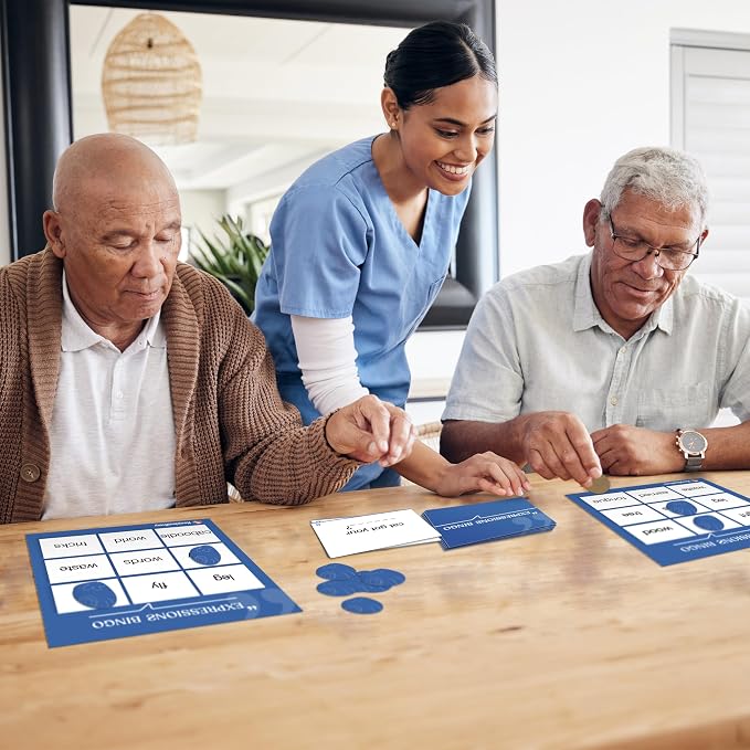 Keeping Busy Expressions Bingo Dementia Activities for Seniors | Alzheimer Products for Elderly Patients | Fun Memory Game Toy & Cognitive Brain Puzzle for Senior Citizens w/Memory Loss or Alzheimers