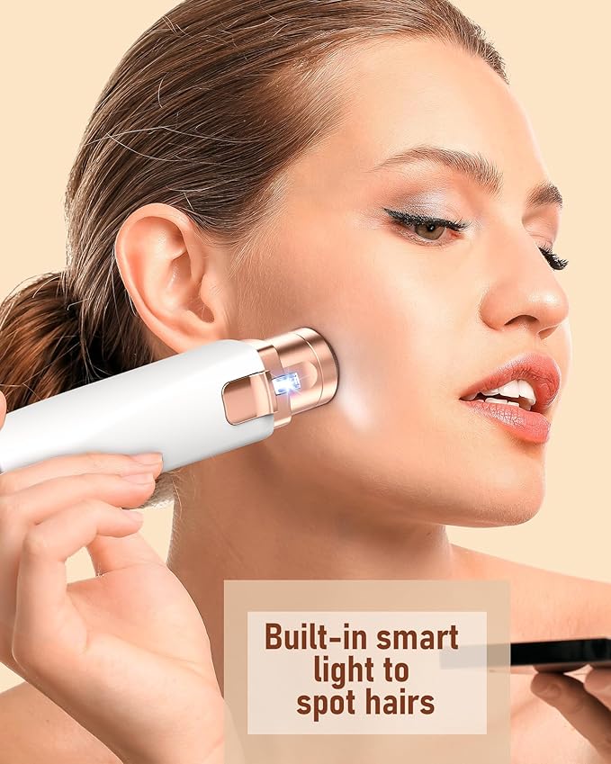 Eyebrow Trimmer Facial Hair Removal for Women: 2 in1 Rechargeable Face Shaver with LED Light, Painless Electric Eyebrow Razor for Eyebrows, Upper Lip, Chin, Peach Fuzz & Fine Facial Hair