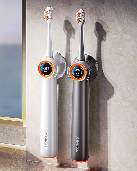 RANVOO AirJet™ [Max Jet Clean] [Vibrating & Flossing 2-in-1] Bubble Sonic Electric Toothbrush, Plaque Removal, White for Adult Protect Gum Teeth Clean Rechargeable Gift 2 Soft Brush Heads White