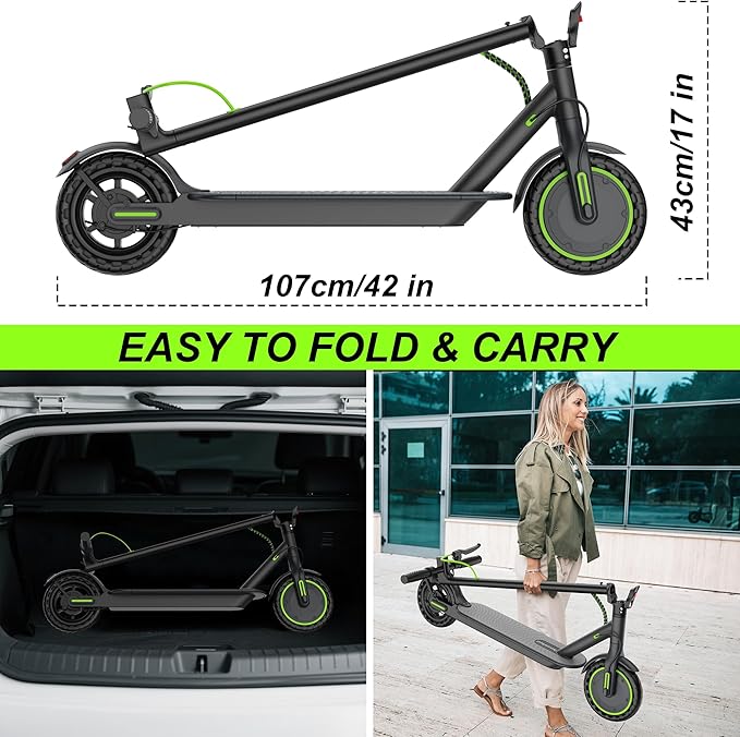 Electric Scooter for Adults, Folding E Scooter with 350W/500W Motor 16-24 Mph Top Speed, Max 15-60 Miles Long Range, 6.5''/8.5''/10''/14'' Solid Tires Commuting Scooters, Dual Brakes, APP