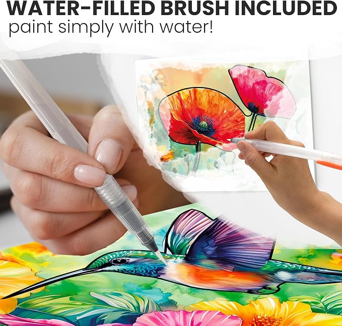 QUOKKA Reusable Water Painting Dementia Activities for Seniors – Alzheimer’s Products for Elderly – Water Doodle Set Vibrant Blooms – Activity Kits for Dementia Patients – Crafts Gift for Seniors