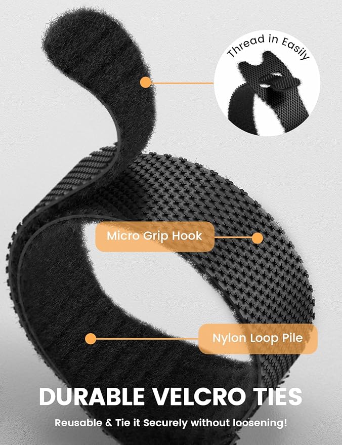 Lamicall 100Pack Reusable Cable Ties, 6 Inches Durable Cord Organizer Nylon Hook & Loop Straps, Cable Management Wrap Wire Storage Essentials, Computer PC Accessories, Home Office Travel Gadgets