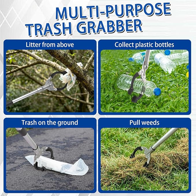 Grabber Reacher Tool with Magnetic Tip, 53" Reacher Grabber Tool Aluminum with 6" JJaw Opening Trash Picker Upper for Home Garden Garage Yard Outdoor & Daily Use