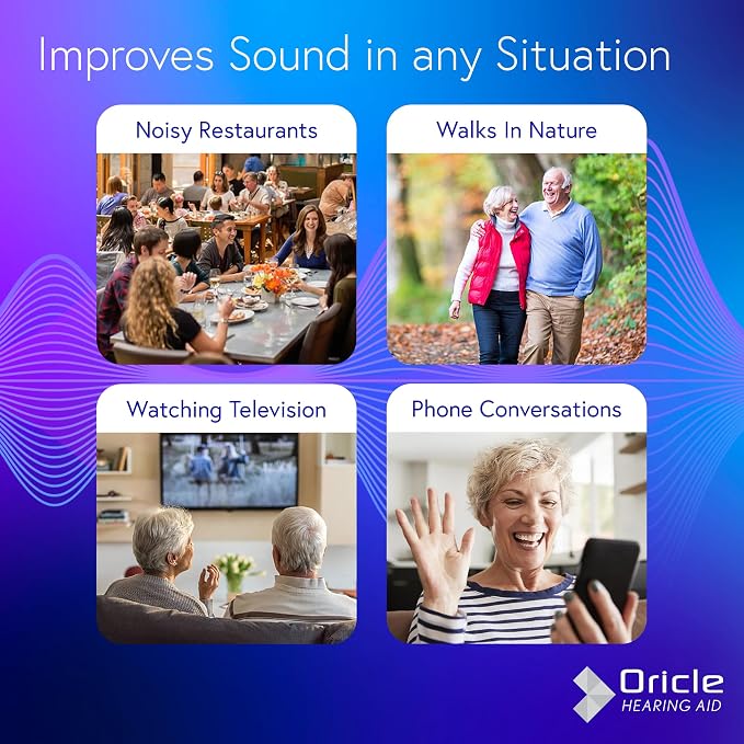 Oricle TrueFit Rechargeable Behind-The-Ear Hearing Aids for Seniors with Noise Cancelling & LED Power Display - OTC BTE Hearing Aid with 16-Channel Intelligent Noise Reduction Technology