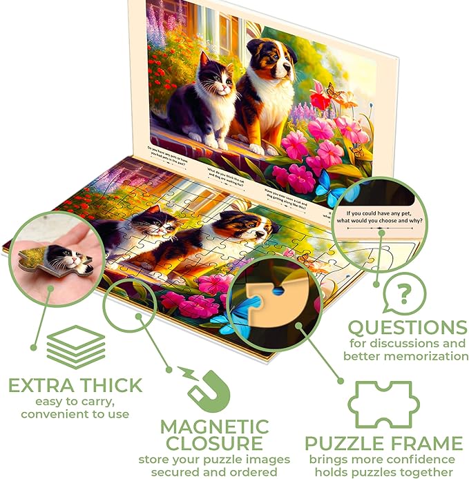 QUOKKA 63 Piece Dementia Activities for Adults - 3 Set Dementia Puzzles for Elderly - Large Piece Gifts Products for Seniors - Alzheimer Jigsaw Puzzle Games for Adults - Riverside, Platform, Animals