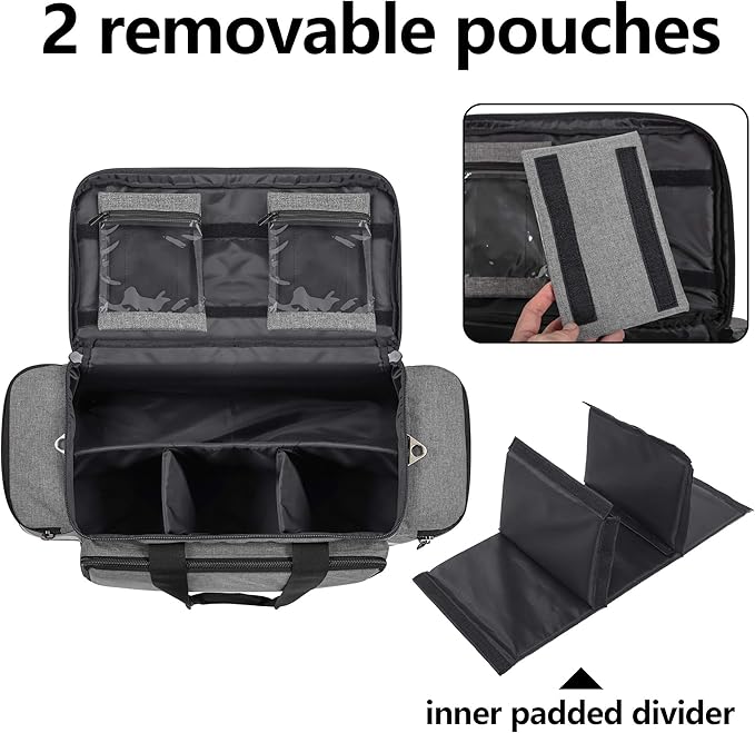 Trunab Trauma Bag with Dividers, EMT First Aid Pouch Medical Bag Empty,Grey | No-Scratch Bottom, Ideal for EMS/Paramedics, Empty Bag for Customizable Layout