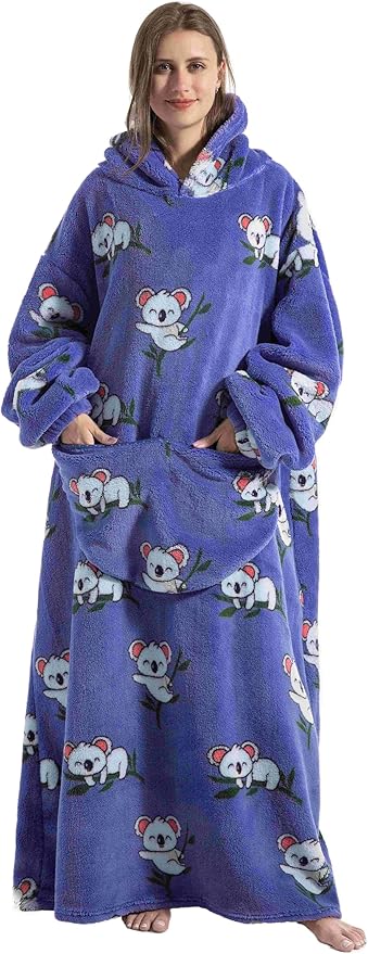 Blanket Hoodie, Long Hooded Blanket Sweatshirt as Birthday Gifts for Women Men, Long Wearable Blanket for Women Men.