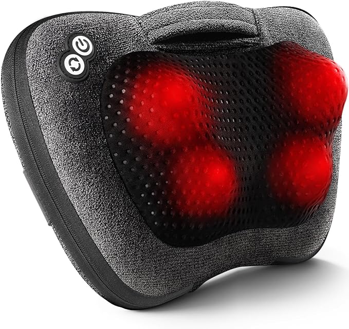 VIKTOR JURGEN Back Massager, Neck Massager with Heat, Massage Pillow Gifts for Men & Women, Electric Shiatsu Back Massager, Deep Kneading Shoulder Massager for Full Body Muscle,Massage at Home, Car