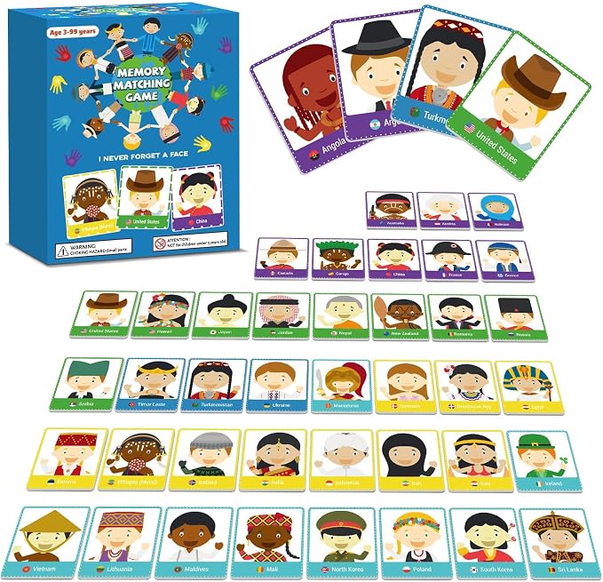 gisgfim 100 PCS Memory Matching Game Never Forget a Face Concentration Memory Card for Kids Educational Ages 3-8 A Fun & Fast Matching Games