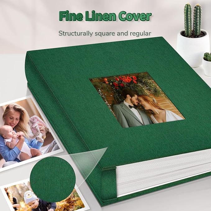 Artfeel Photo Album 4x6 with 1000 Pockets,Slip-in Picture Albums,Linen Cover Memory Book with Front Window,White Page Vertical Photo Book for Wedding,Family,Anniversare,Baby,Vacation