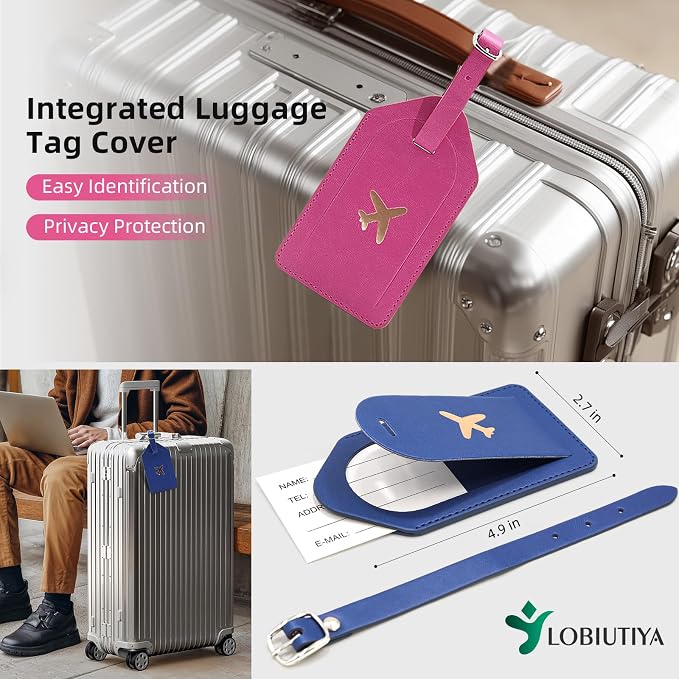 2 Pack Passport Holder For Travel with Slot for AirTag & Luggage Tag Cover – RFID Blocking Passport Holder for Travel Women/Men | PU Leather Passport Case with Pocket, Blue/Pink
