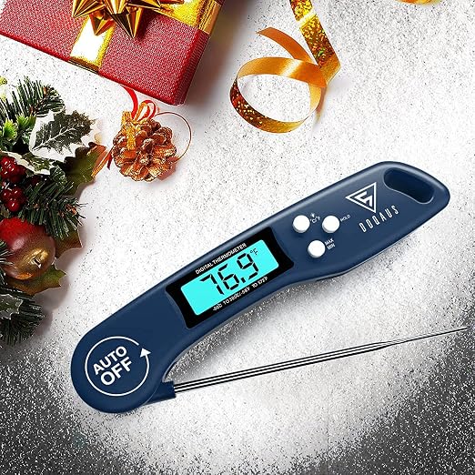 DOQAUS Meat Thermometer – Temperature Dial Thermometers for Cooking Backlight & Auto-Rotating Display, Kitchen Gadgets Essentials for BBQ Oven Grill Smoker Candy Blue