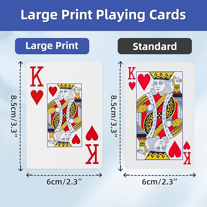 Fanwer Playing Cards Large Print 12 Pack, Jumbo Poker Playing Cards for Seniors, Vision Impaired, Low Vision Crowd, Deck of Cards for Blackjack, Euchre, Canasta Cards Game