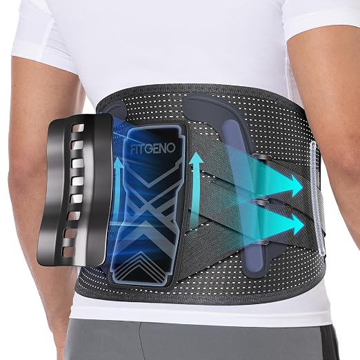 Fit Geno Back Brace for Lower Back Pain Men & Women: Adjustable Lumbar Support Brace for Pain Relief - Breathable Waist Belt for Comfort - XS/S