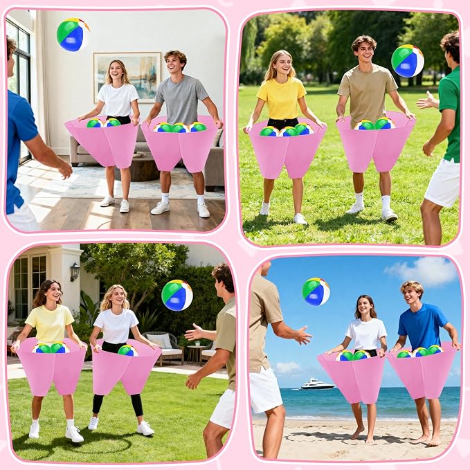 Granny Pants Outdoor Game with 8 Bouncy Balls and 1 Air Pump (Random Colors), 2PCS Granny Pants Game Baby Shower Funny Party Game for Adults & Family, Giant Pants Catch Granny Pants Yard Game