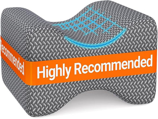 BlissTrends Memory Foam Knee Pillow, Knee Pillow for Side Sleepers, Leg Pillows for Sleeping Blood Circulation, Elevation Pillow for Spine Aligning, Sciatica, Back, Hip, Knee, Ankle Pain, Dark Grey