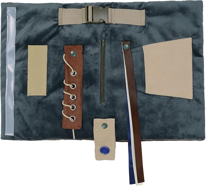 Modaliv 2-in-1 Sensory Fidget Blanket & Calming Muff, Teal | Alzheimer's & Dementia Activity Mat for Adults, Anxiety Relief, Therapeutic Tactile Sensory Engagement