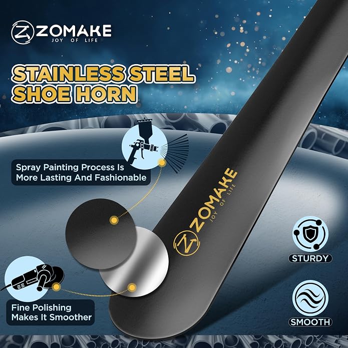 ZOMAKE Metal Shoe Horn, Small Travel Shoehorn for Men Women Kids, 5.9''/7.3''/7.5'' Portable Shoe Spoon Helper