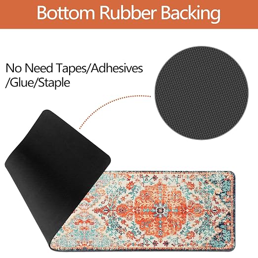 Boho Stair Treads Non Slip - Carpet Stair Treads for Wooden Steps Indoor, Stair Rugs for Kids, Elders and Dog, Stair Runners for Wooden Steps, 4 pcs