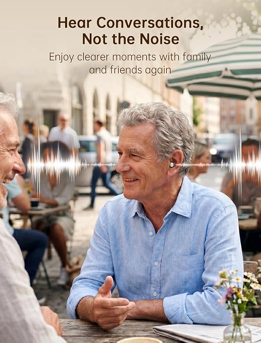 Rechargeable OTC Hearing Aids for Seniors, Digital Hearing Aids with Noise Cancellation & Feedback Suppression, Discreet Mini In-Ear Design with Simple Button Control, Magnetic Charging Case, 100H Use